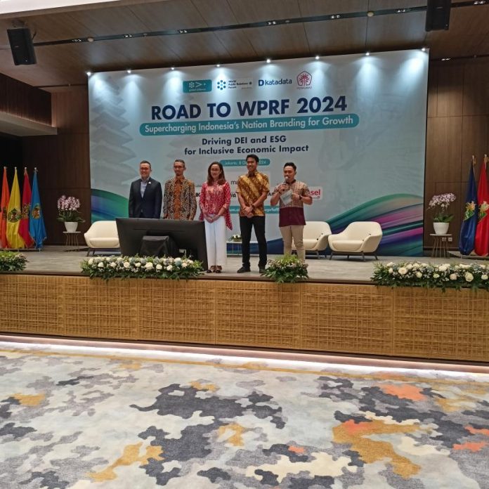 Praktisi Humas Didorong Perkuat Branding Nasional melalui DEI dan ESG Pelaksanaan kegiatan Road to World PR Forum 2024, di Jakarta, Selasa (8/10/2024).