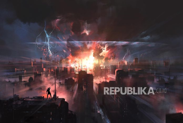 Ilustrasi Kiamat. Perang Armageddon merupakan salah satu tanda kiamat besar.