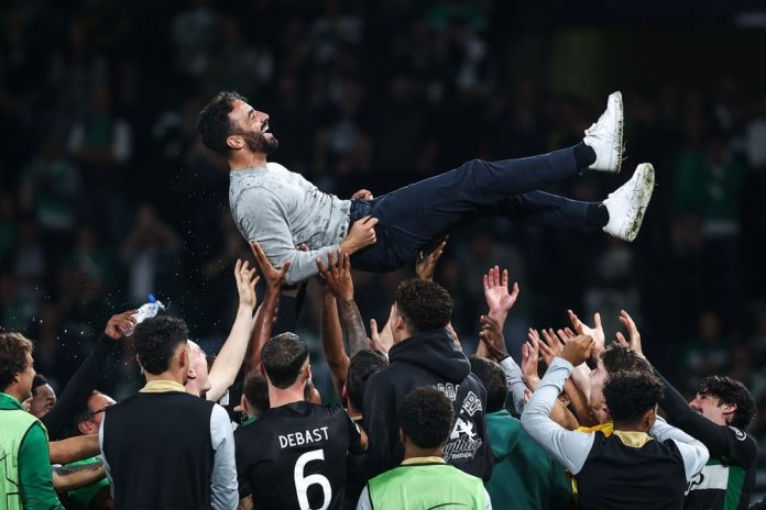 Sporting Hancurkan Manchester City dalam Laga Kandang Terakhir Pelatih Ruben Pelatih kepala Sporting CP Ruben Amorim dilemparkan para pemainnya ke udara setelah memenangkan pertandingan Liga Champions dengan menaklukkan Manchester City 4-1 di Lisbon, Portugal, Rabu (6/11/2024) dini hari WIB.